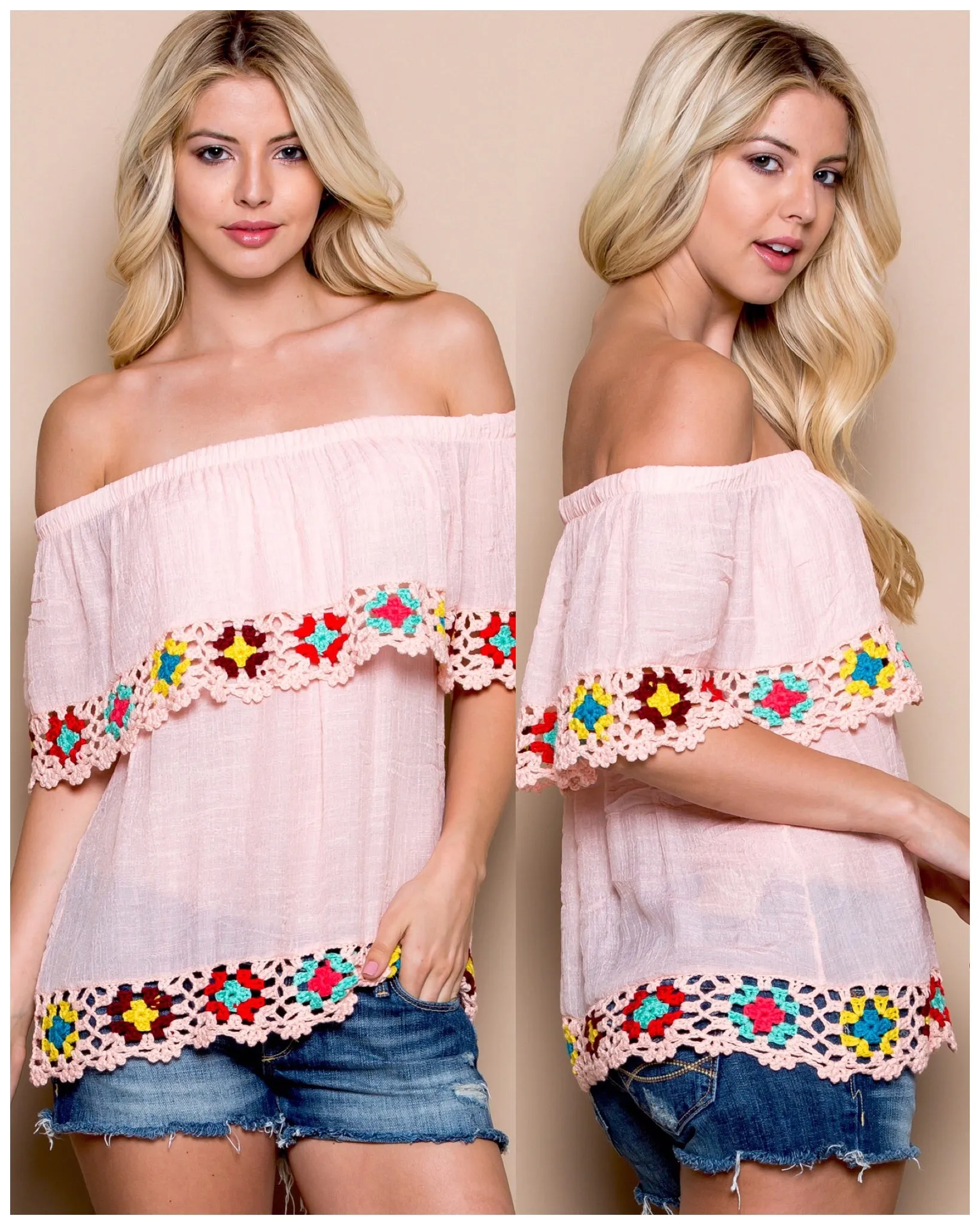 White Beach Baby Crochet Off The Shoulder Top