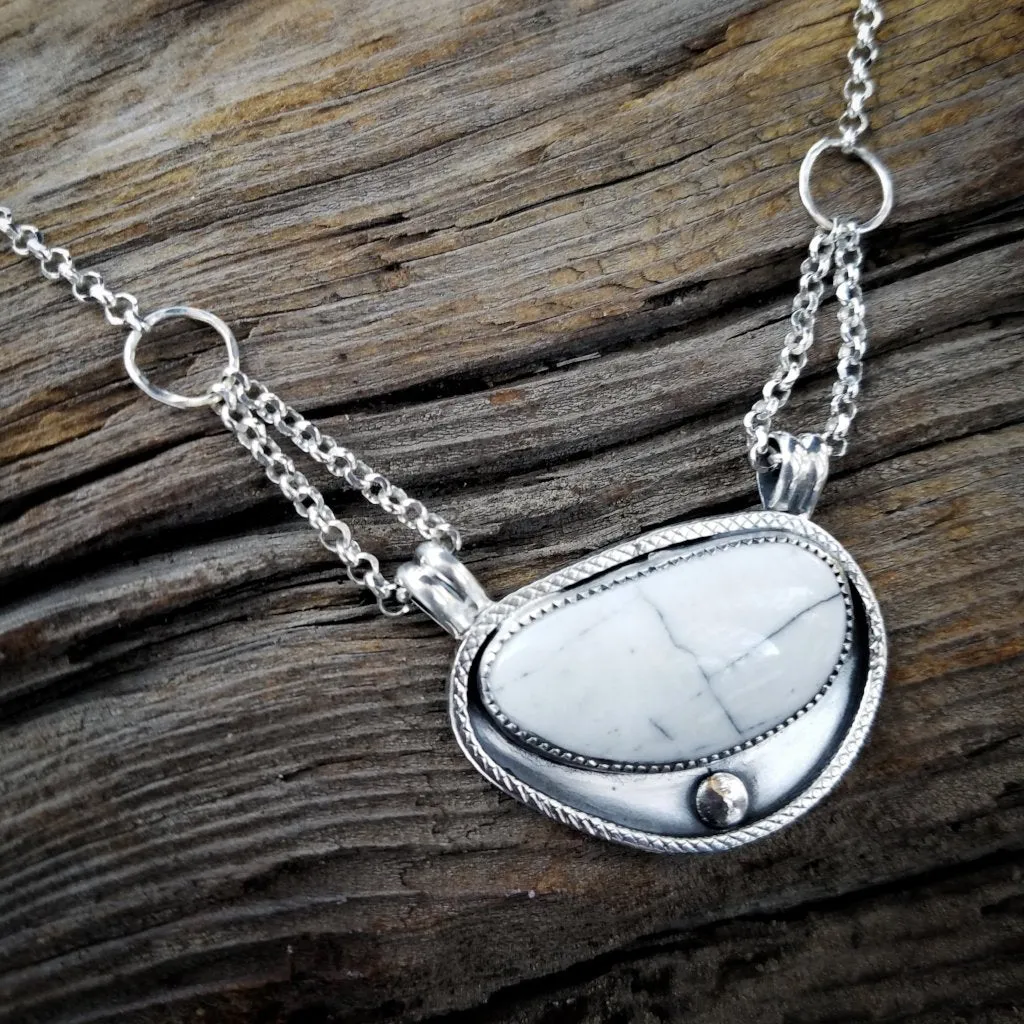 White Buffalo Sterling Silver Pendant