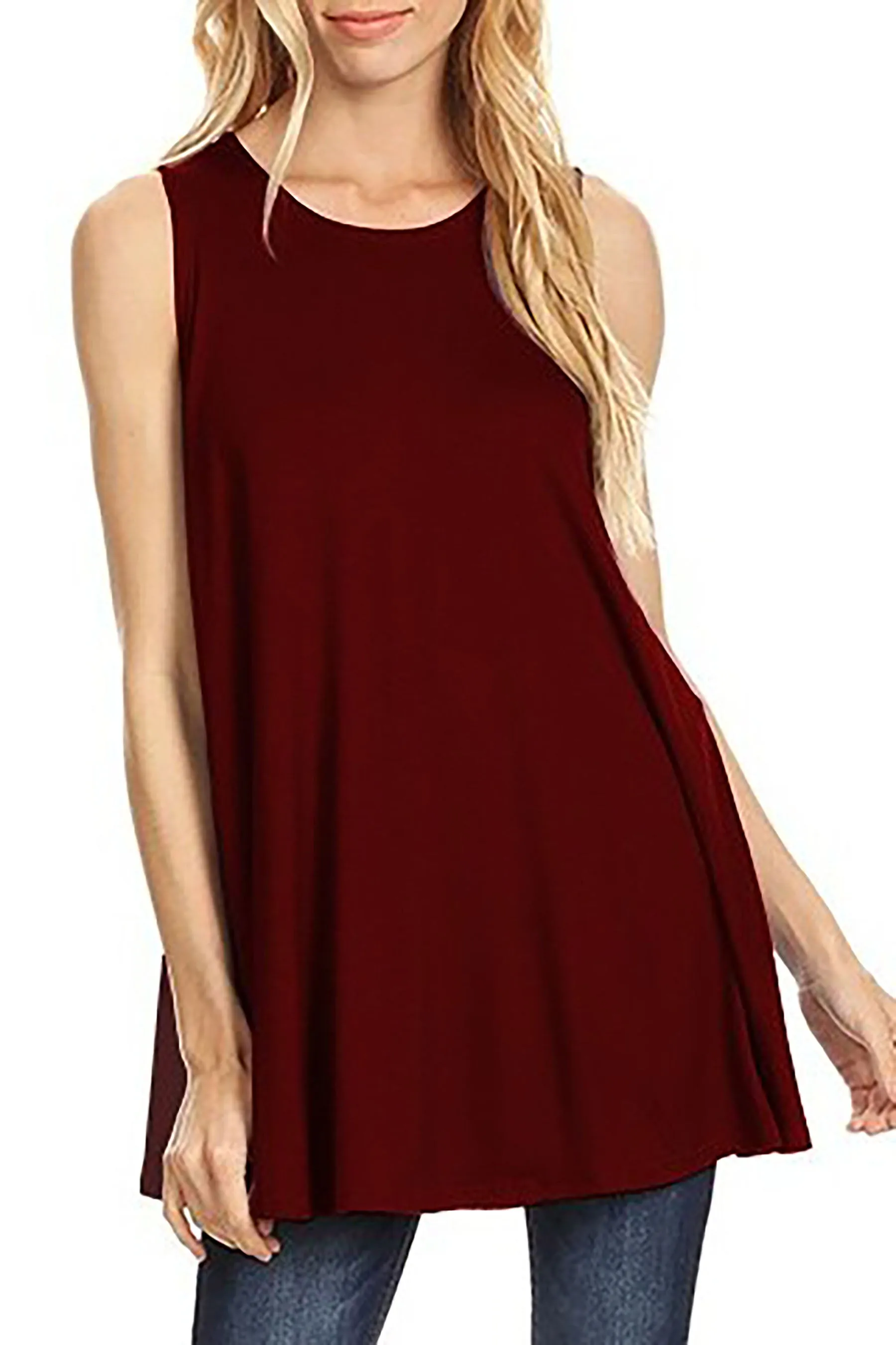 Women's Casual A line Sleeveless Tunic Top