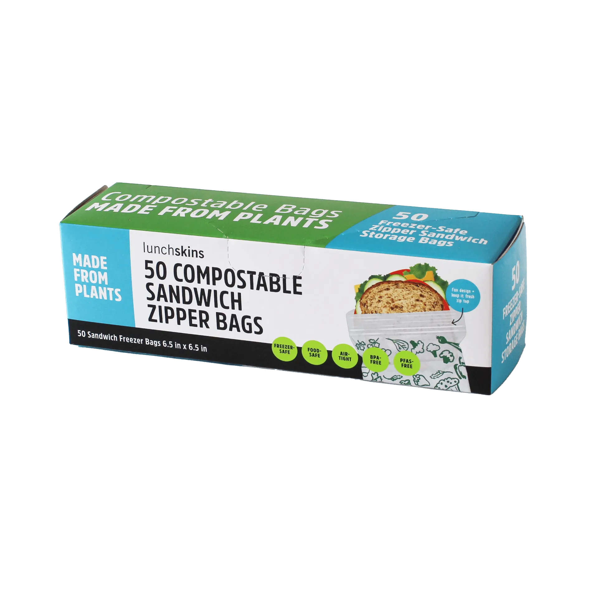 Ziptop Compostable Freezer-Safe Sandwich Storage Bags 50 Count