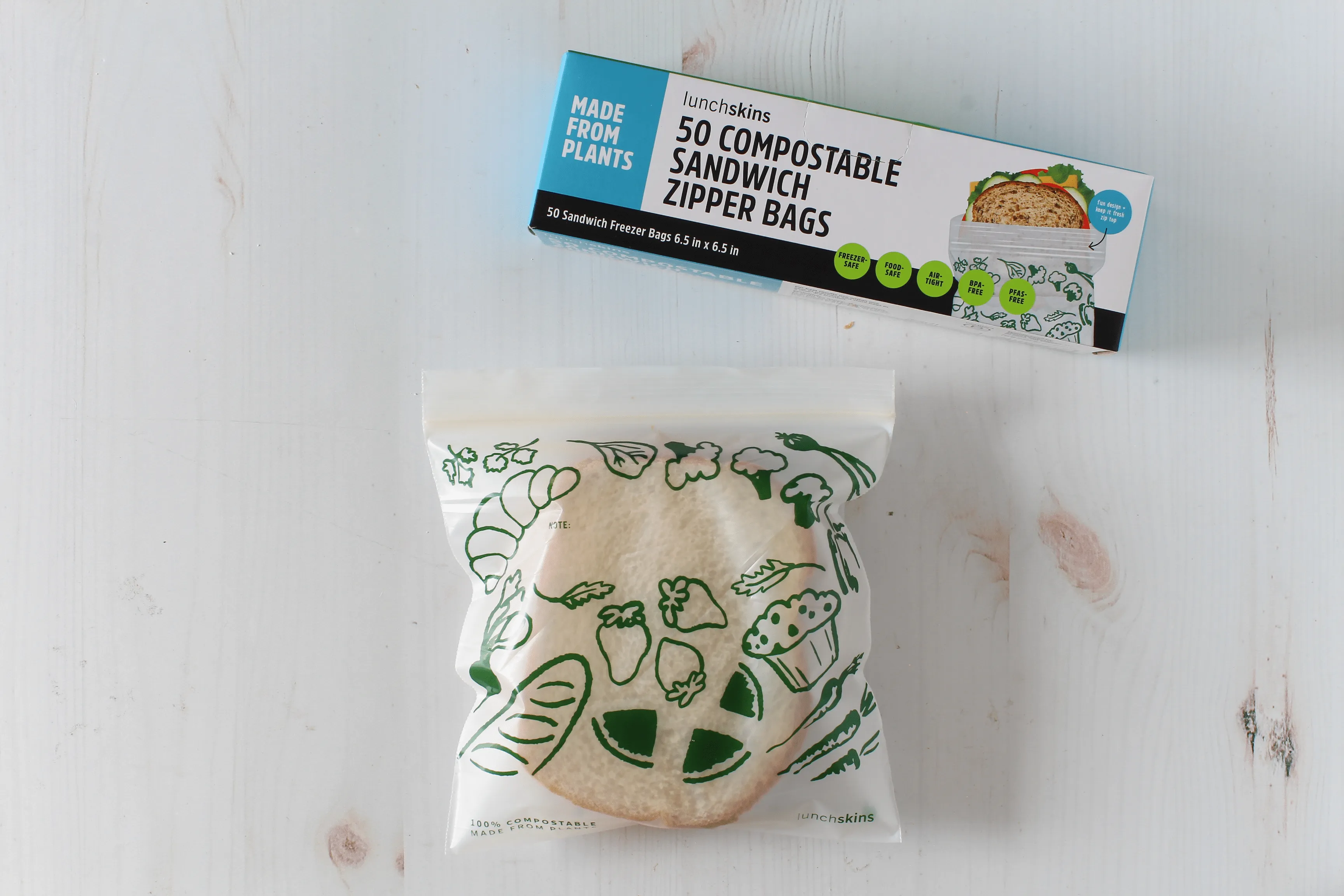 Ziptop Compostable Freezer-Safe Sandwich Storage Bags 50 Count